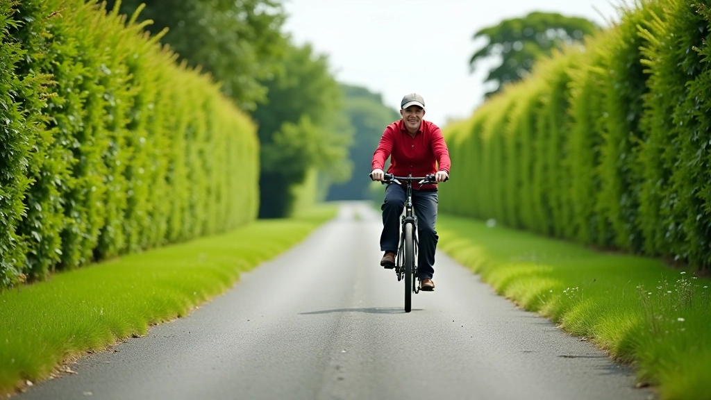 Flat cycling path with clear sightlines and minimal traffic, ideal for senior cyclists building confidence